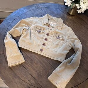 Z. Cavaricci Women's Tan Fine wale corduroy Jean Cropped Jacket Jr size medium